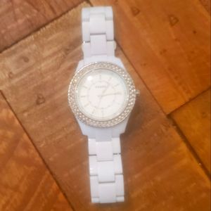White Fossil Watch